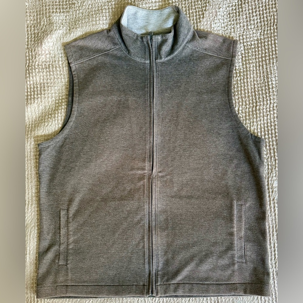 Bonobos Men’s L Slim Heather Gray Full Zip Cotton Blend Vest